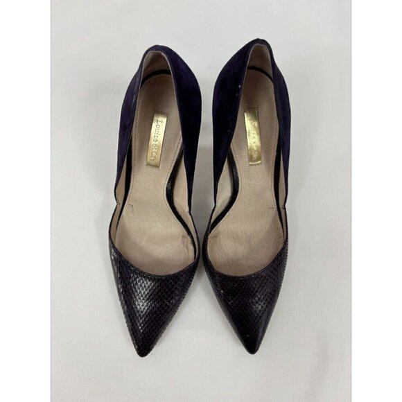 Louise et Cie Hermosah Pumps Heels Purple Suede Snakeskin Embossed 7.5 M 7.5M - Picture 2 of 8